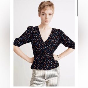 Madewell Smocked Waist Short Sleeve Top